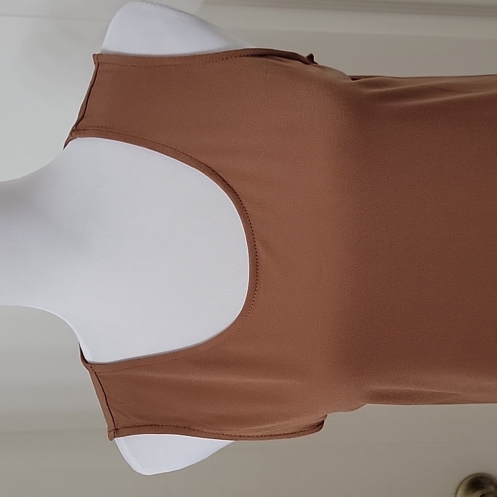 Susan Graver Size S Milky Chocolate Brown Stretchy Sleeveless Top / Tank, EUC - Picture 2 of 12